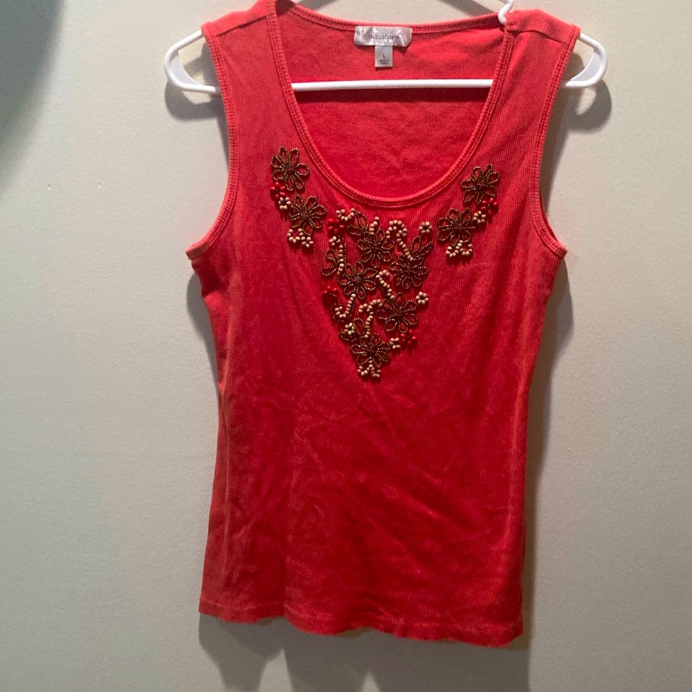 Dress barn coral beaded tank.